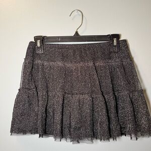 black tiered mini skirt